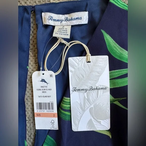 Tommy Bahama Island Navy Floral Glow Sleeveless Maxi Dress, Size Small, BNWT - Picture 8 of 8